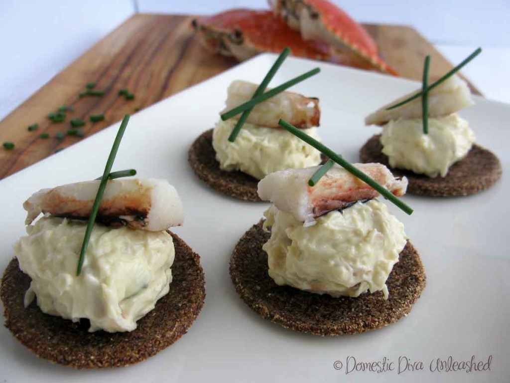 Domestic Diva - Crab Dip Canapés with Quinoa Tostadas