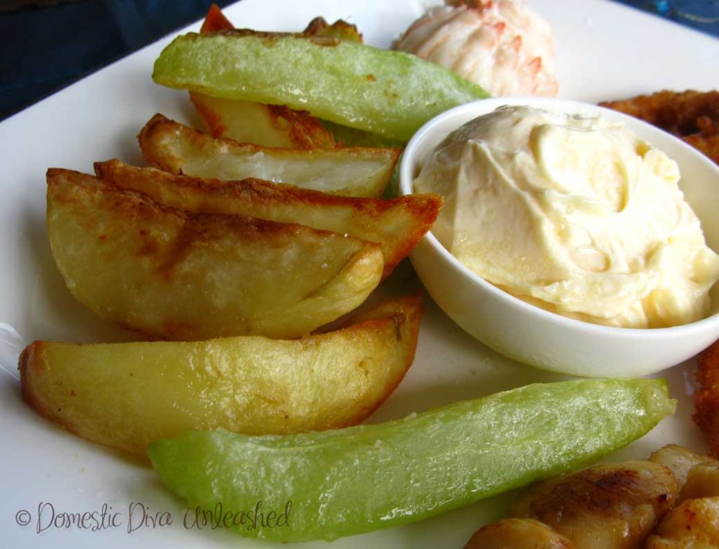 Domestic Diva - Seafood and Chips - Potato & Choko Wedges