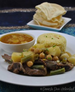 Domestic Diva: Lamb Chop Tagine with saffron cous cous and Pear Chutney