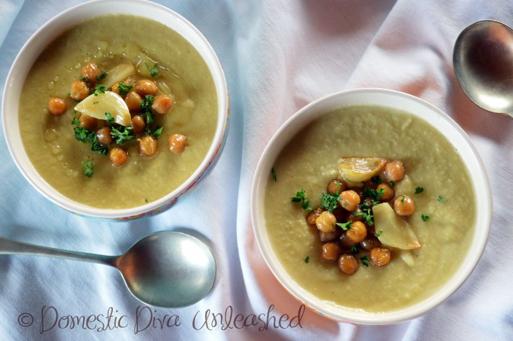 Domestic Diva - Vegetable Soup with Roasted Garlic & Chickpeas