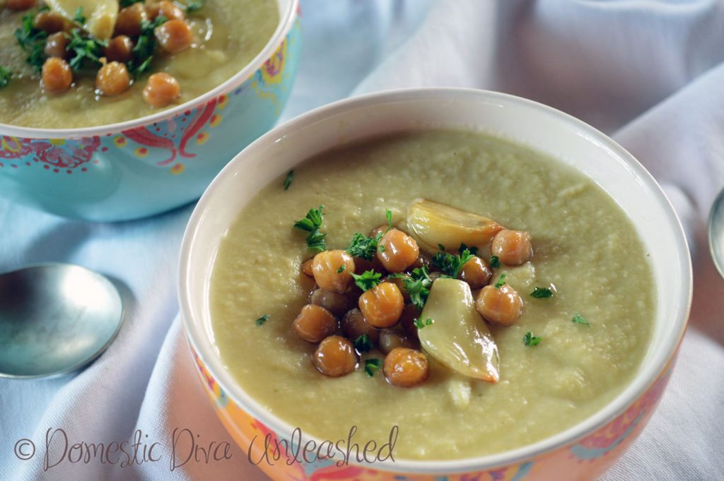 Domestic Diva - Veggie Soup with Roasted Garlic & Chickpeas